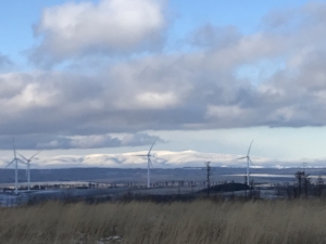 Pohled na větrné elektrárny